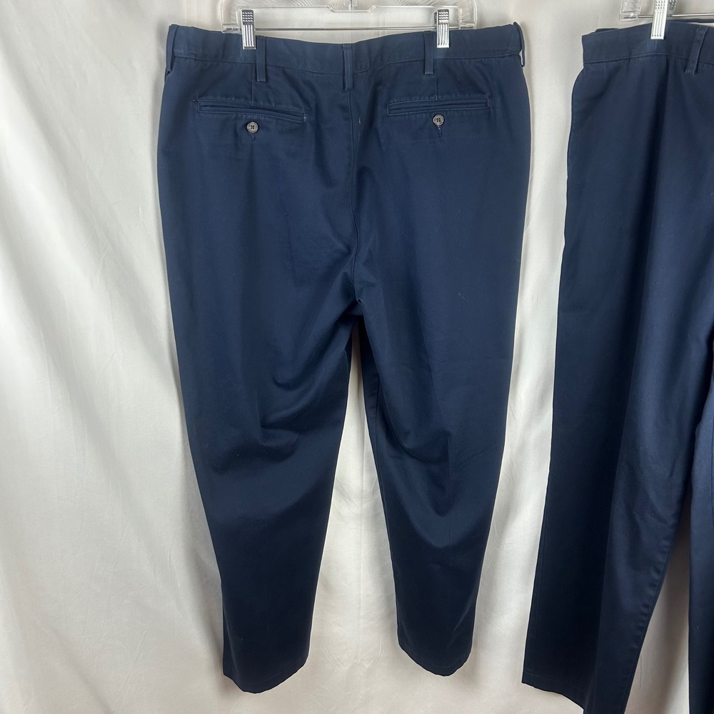 Lands End Mens 42 Traditional Fit Navy Blue Chino Pants 2 Bundle Flat Front - Picture 5 of 8